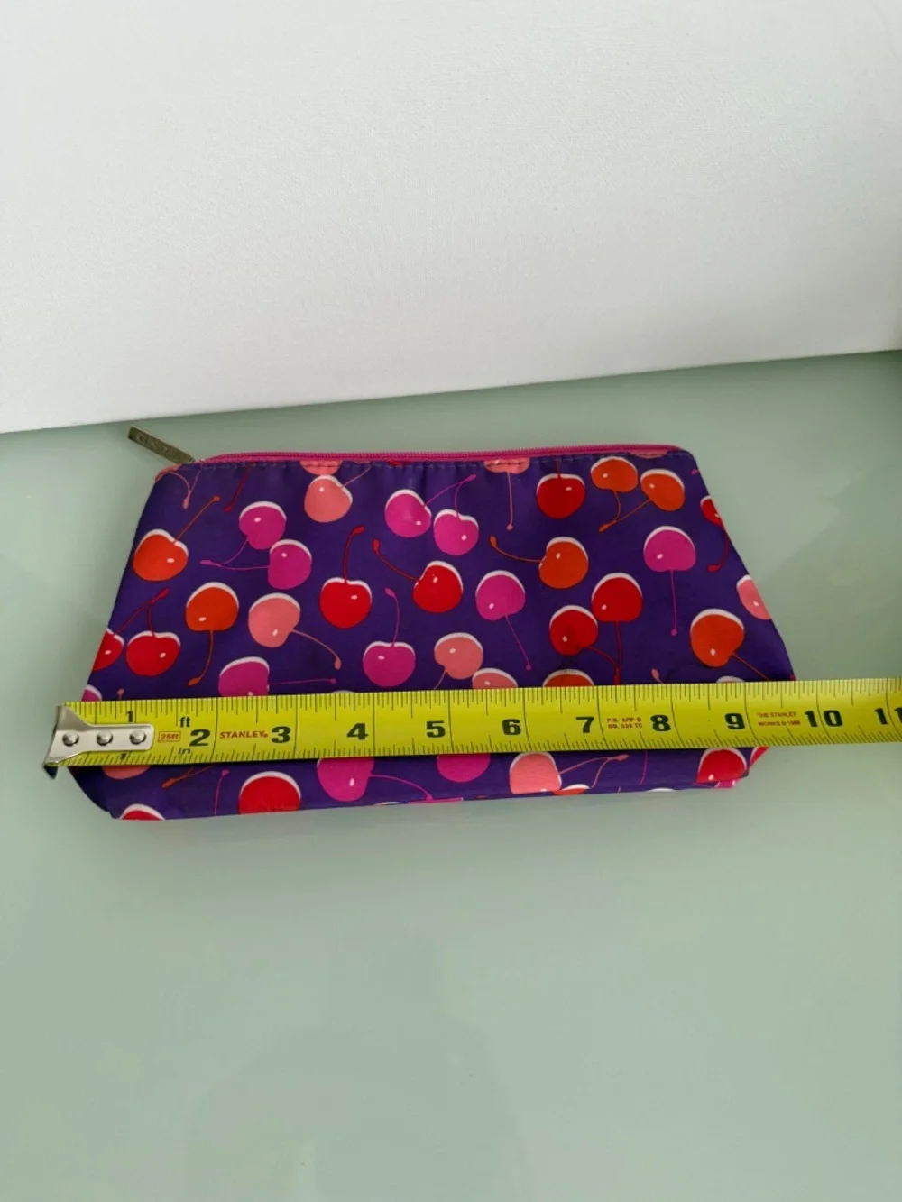 Clinique Purple Cherry Print Cosmetic Makeup Bag Travel Pouch